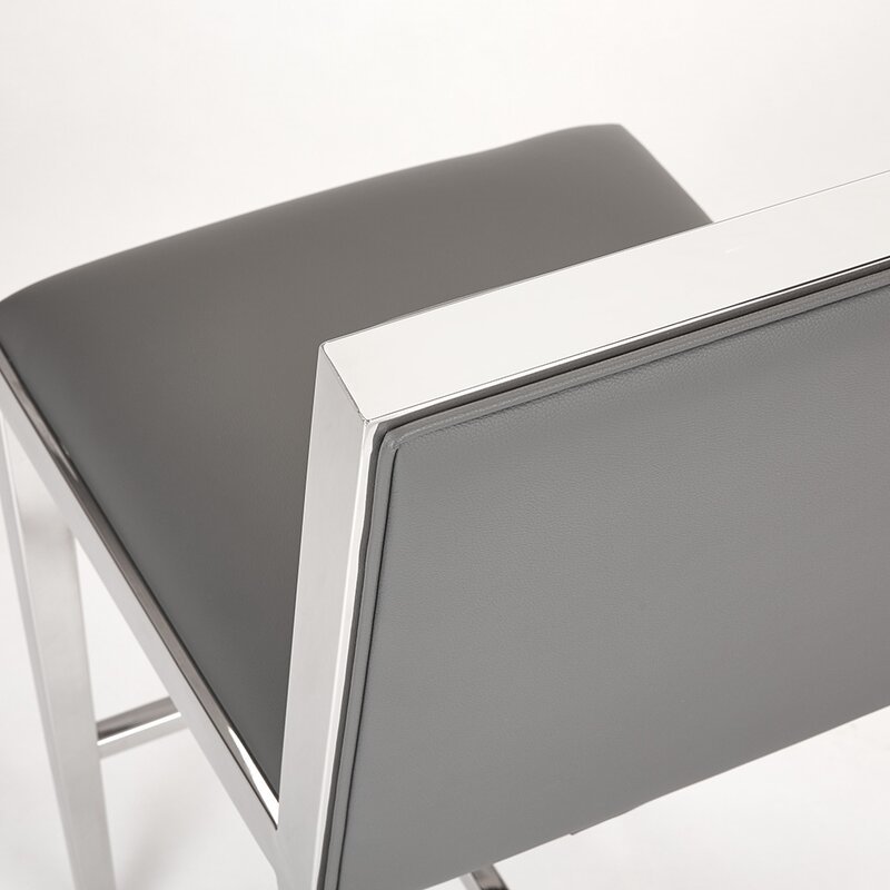 Home Square Faux Leather Counter Stool in Gray Finish - Set of 2