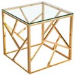 Home Square Transitional Glass Top End Table in Gold - Set of 2