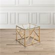 Home Square Transitional Glass Top End Table in Gold - Set of 2