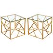 Home Square Transitional Glass Top End Table in Gold - Set of 2