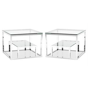 Home Square Multi Shelves Steel End Table in Silver Finish - Set of 2