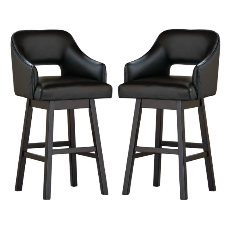 Home Square Swivel Wood Barstool in Black and Brown - Set of 2