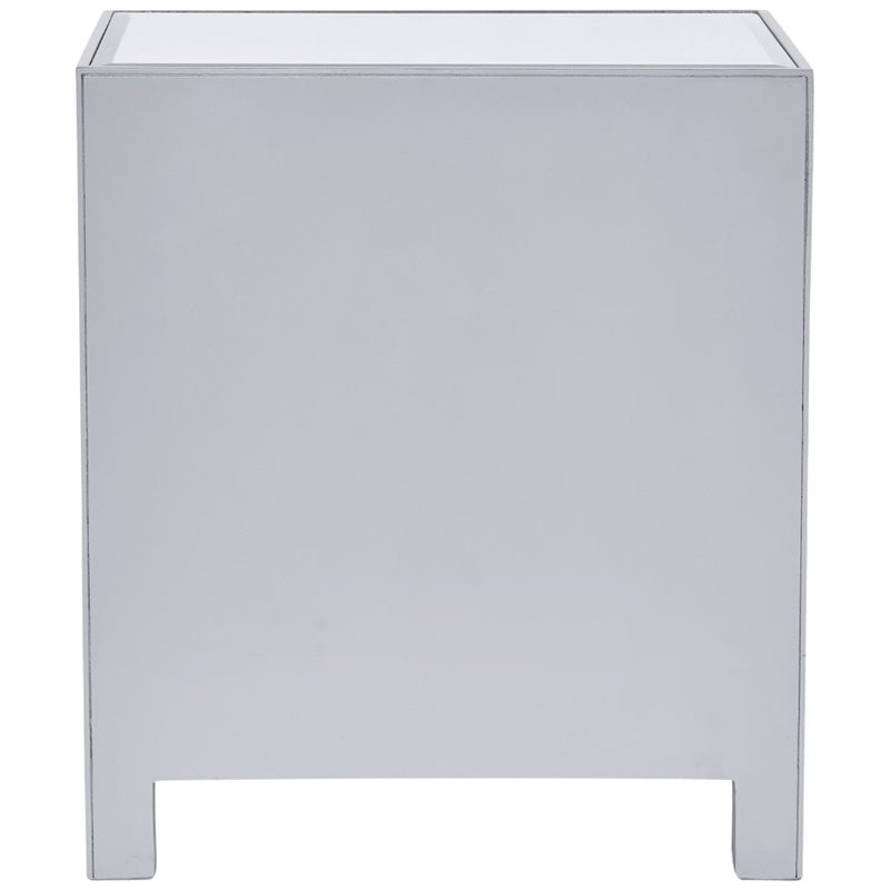 Home Square 1 Door Mirrored Nightstand in Antique Silver - Set of 2