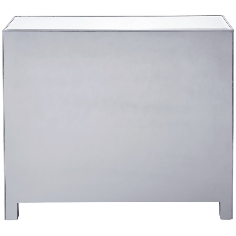 Home Square 2 Door Mirrored Nightstand in Antique Silver - Set of 2