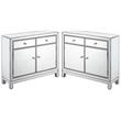 Home Square 2 Door Mirrored Nightstand in Antique Silver - Set of 2