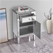 Home Square 1 Door Mirrored End Table in Antique Silver - Set of 2