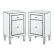 Home Square 1 Door Mirrored End Table in Antique Silver - Set of 2