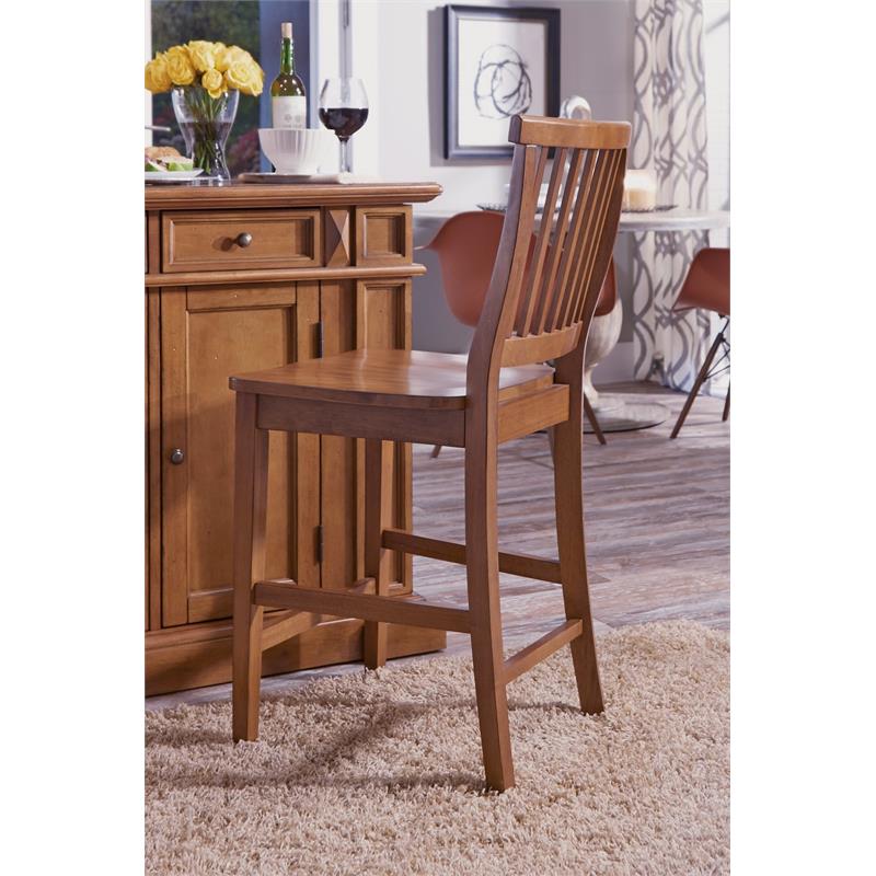 Home Square Hardwood Counter Stool in Brown Finish - Set of 2