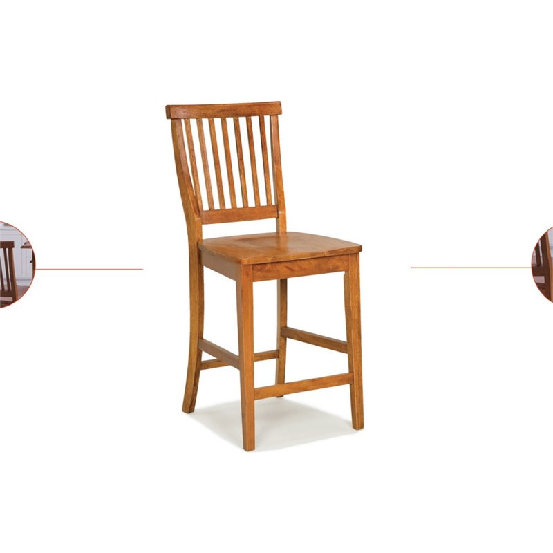 Home Square Hardwood Counter Stool in Brown Finish - Set of 2