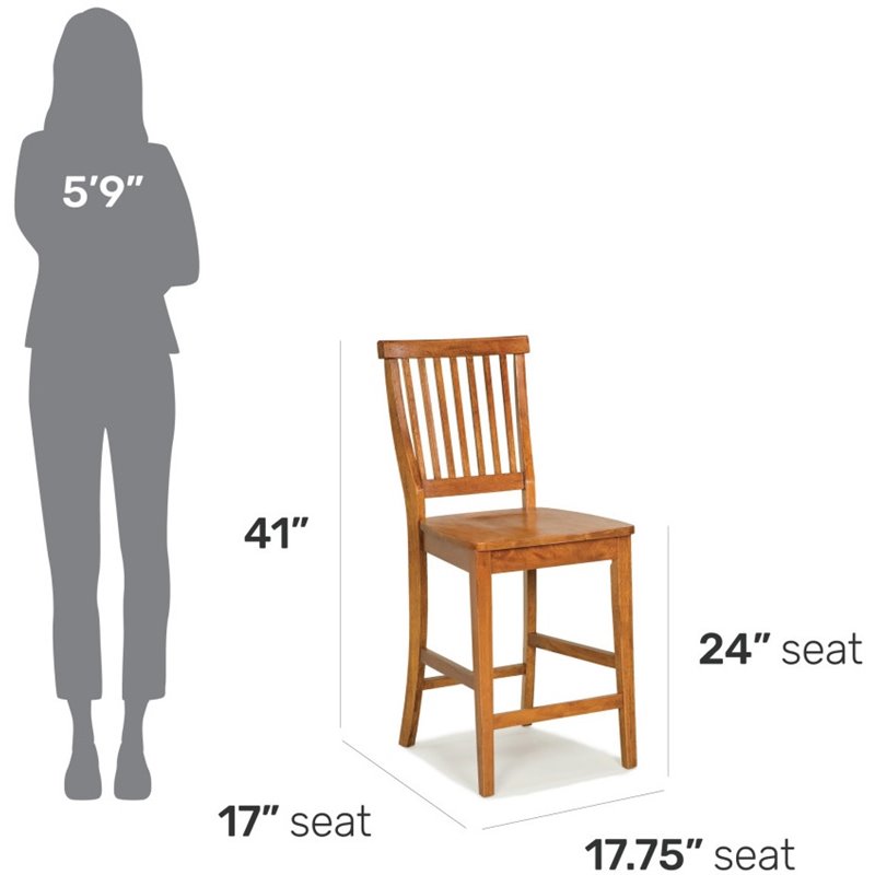 Home Square Hardwood Counter Stool in Brown Finish - Set of 2