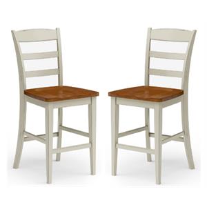 Home Square Wood Counter Stool in Off White Finish - Set of 2