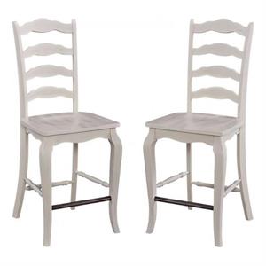 home square wood counter barstool in off white finish - set of 2