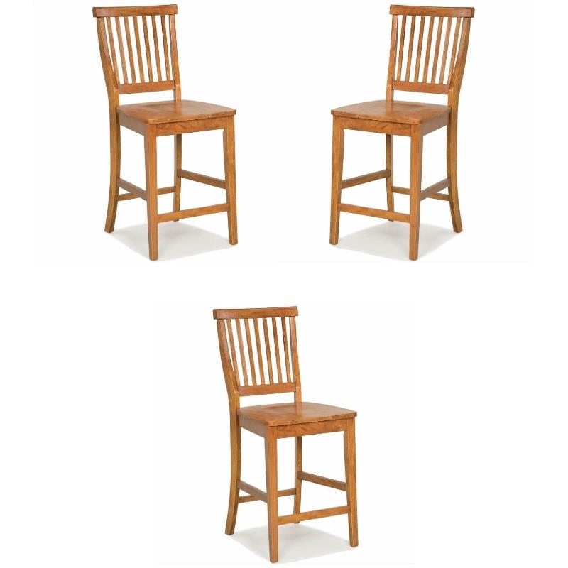 Home Square Hardwood Counter Stool in Brown Finish - Set of 3