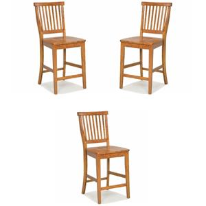 Home Square Hardwood Counter Stool in Brown Finish - Set of 3