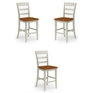 Home Square Wood Counter Stool in Off White Finish - Set of 3