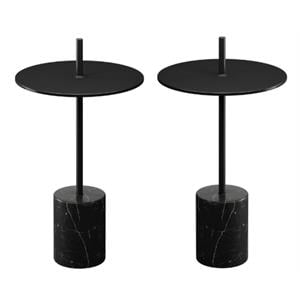 Home Square 12.6&quot Mid-Century Metal Side Table with Handle in Black - Set of 2