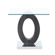 Home Square Oval Base & Glass Top End Table in Gray Finish - Set of 2