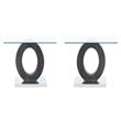 Home Square Oval Base & Glass Top End Table in Gray Finish - Set of 2