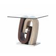Home Square Stainless Steel and Glass End Table in Walnut & Oak - Set of 2