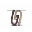 Home Square Stainless Steel and Glass End Table in Walnut & Oak - Set of 2