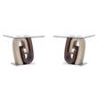 Home Square Stainless Steel and Glass End Table in Walnut & Oak - Set of 2
