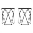 Home Square Geometric Metal Side Table in Midnight Black - Set of 2
