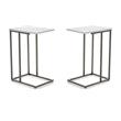 Home Square Modern Marble Side Table in Midnight Black - Set of 2