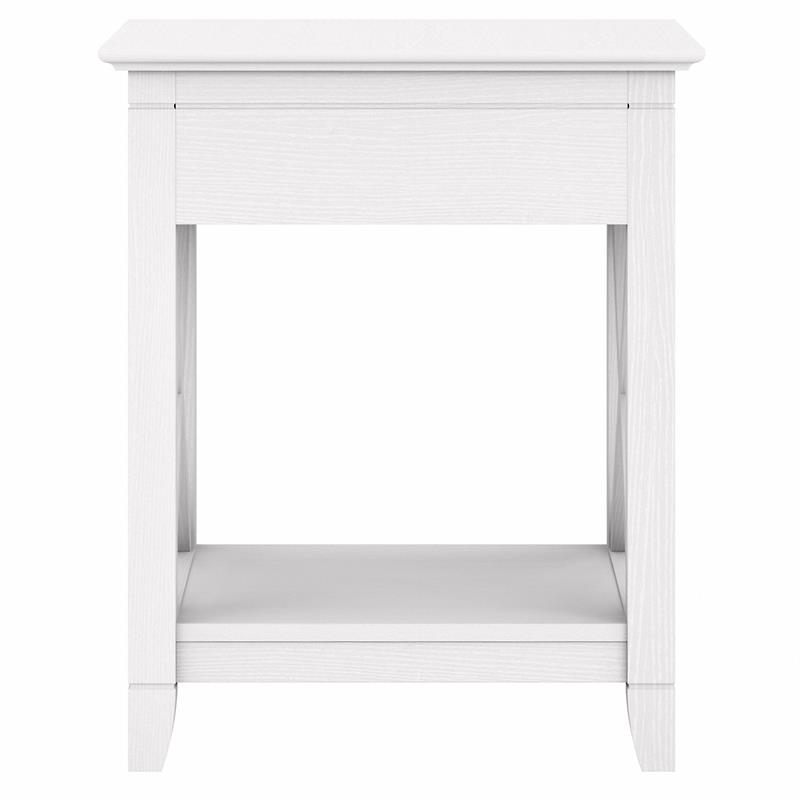 Home Square Wood End Table with Storage in Pure White Oak - Set of 2