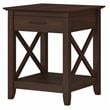 Home Square Wood End Table with Storage in Bing Cherry - Set of 2