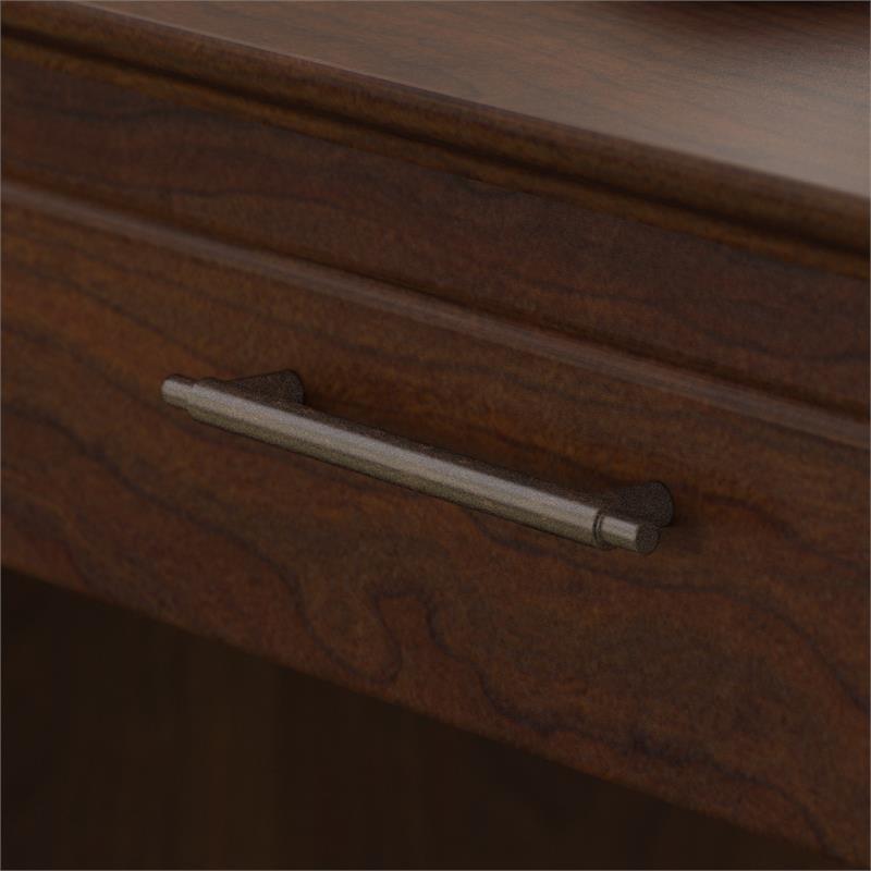 Home Square Wood End Table with Storage in Bing Cherry - Set of 2