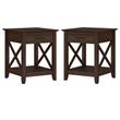 Home Square Wood End Table with Storage in Bing Cherry - Set of 2