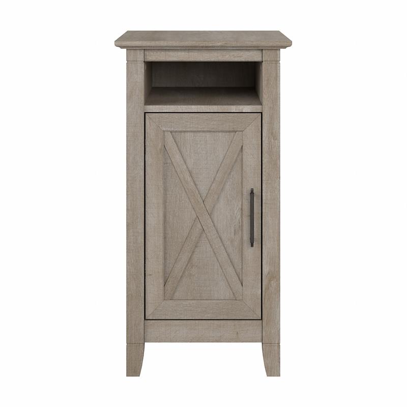 Home Square Wood End Table with Door in Washed Gray - Set of 2