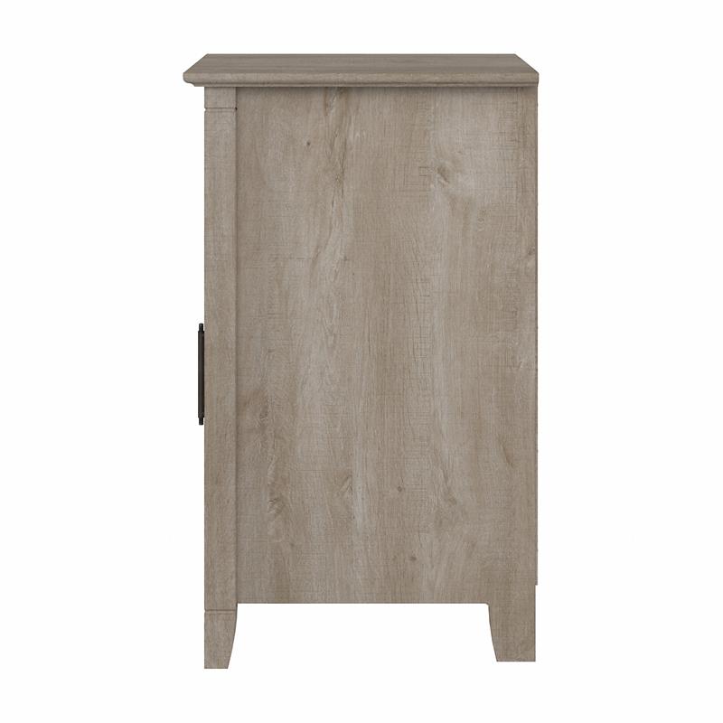 Home Square Wood End Table with Door in Washed Gray - Set of 2