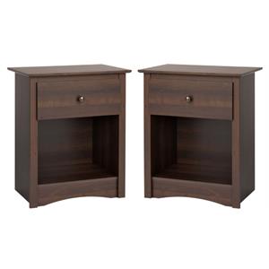 home square 1 drawer tall nightstand in espresso finish - set of 2