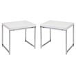 Home Square Laminated Wood End Table with Chrome Leg in White - Set of 2