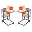 Home Square Wood End C Table with Magazine Holder in Rustic Brown - Set of 2