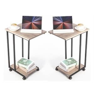 Home Square Modern Engineered Wood End C Table in Smoky Gray - Set of 2