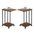 Home Square Modern Wood & Metal End C Table in Walnut & Black - Set of 2