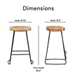 Home Square Metal and Wood Counter Stool in Light Beige - Set of 2