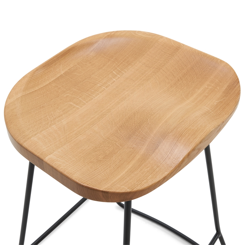 Home Square Metal and Wood Counter Stool in Light Beige - Set of 2
