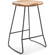 Home Square Metal and Wood Counter Stool in Light Beige - Set of 2