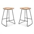 Home Square Metal and Wood Counter Stool in Light Beige - Set of 2