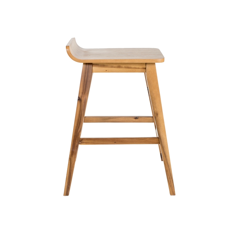Home Square Mid-century Counter Stool in Light Beige - Set of 2