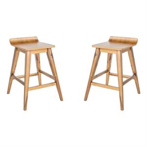 Home Square Mid-century Counter Stool in Light Beige - Set of 2