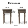 Home Square 1 Drawer Wood Side Table in Gray Finish - Set of 2