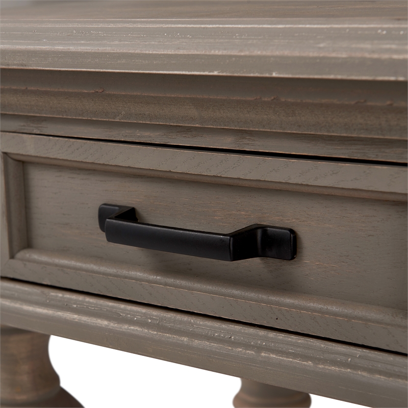 Home Square 1 Drawer Wood Side Table in Gray Finish - Set of 2