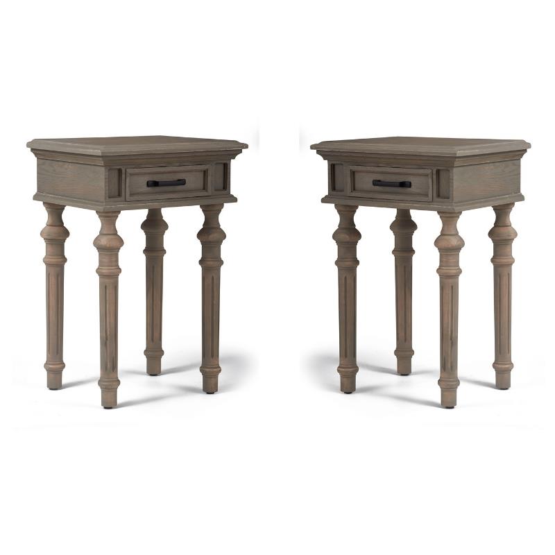 Home Square 1 Drawer Wood Side Table in Gray Finish - Set of 2