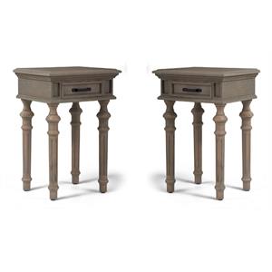 Home Square 1 Drawer Wood Side Table in Gray Finish - Set of 2