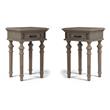 Home Square 1 Drawer Wood Side Table in Gray Finish - Set of 2