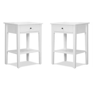 Home Square Classic Wood Side Table in White Finish - Set of 2